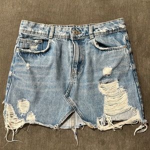 Zara translucent Denim-wear jean skirt